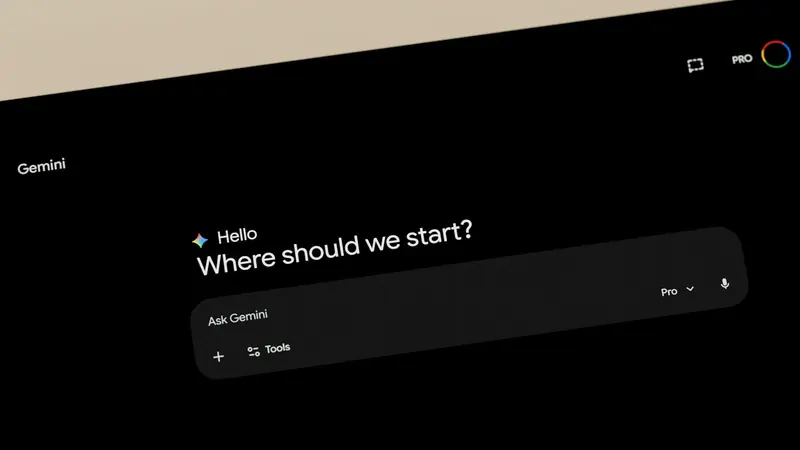 Tela do Google Gemini perguntando por onde começar, em um notebook